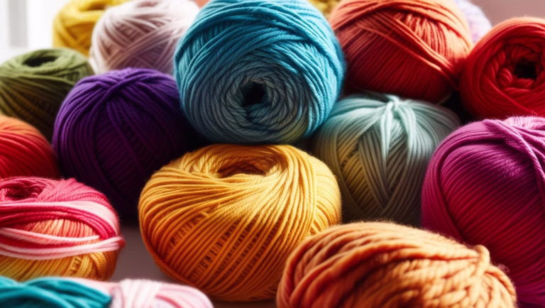 multiple yarn skeins in assorted colors.