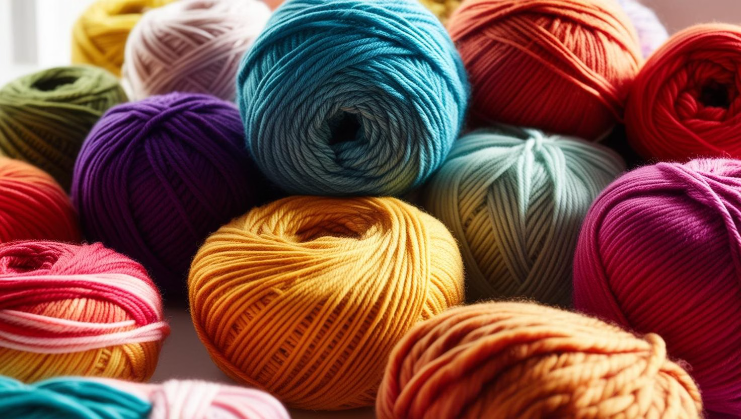 multiple yarn skeins in assorted colors.
