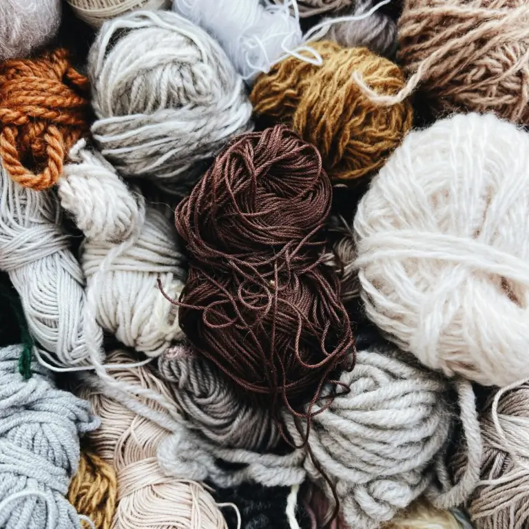 Multiple colors of yarn skeins