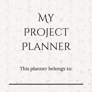 Printable project planner cover page with name space.