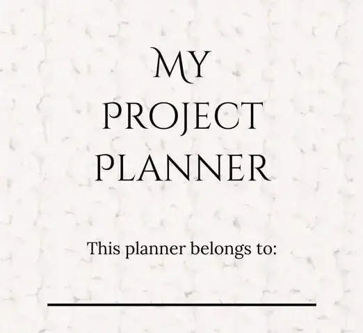 Printable project planner cover page with name space.