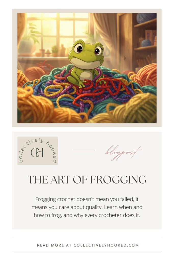 Image for the blog post "the art of frogging" for pinterest