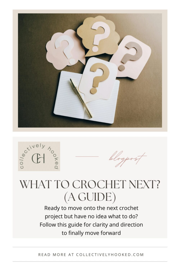 Question marks slightly over a blank notebook with a pen