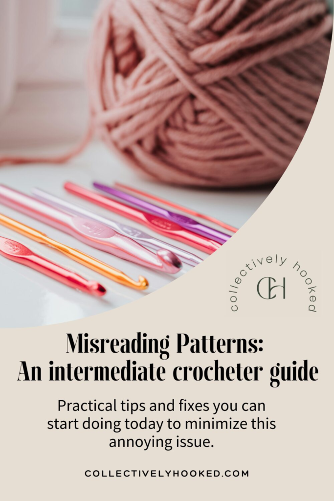 picture of a pink skein of yarn with multiple sized crochet hooks in front of it