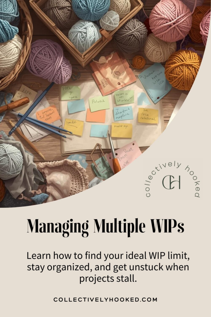 The pinterest pin with the title "managing multiple WIPs"