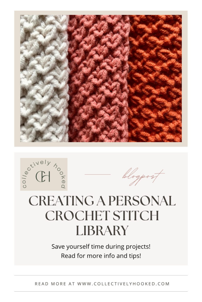 3 different color crochet swatches next to each other to show the difference between stitches.